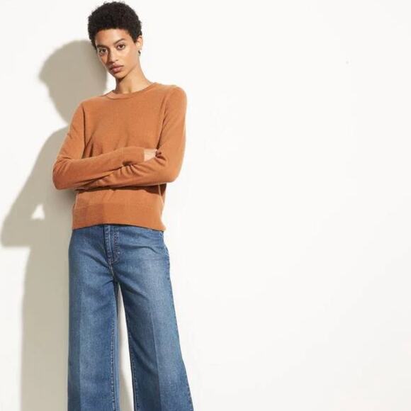 VINCE Cashmere Overlay Crew Light Copper Tan Brown {3R42} - Picture 3 of 8